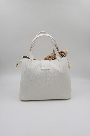 Kriste Bell Marka İthal Fular Detaylı Klasik Bayan Çanta KB012 Beyaz