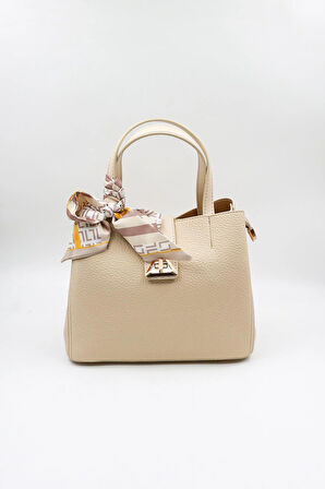 Kriste Bell Marka İthal Fular Detaylı Klasik Bayan Çanta KB012 Bej
