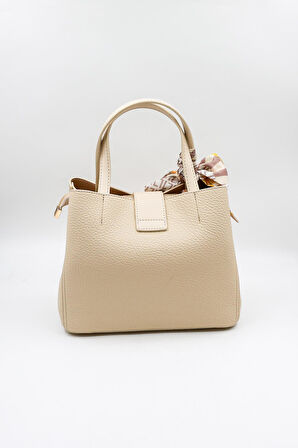 Kriste Bell Marka İthal Fular Detaylı Klasik Bayan Çanta KB012 Bej