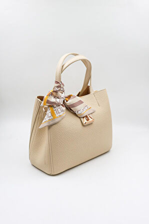 Kriste Bell Marka İthal Fular Detaylı Klasik Bayan Çanta KB012 Bej