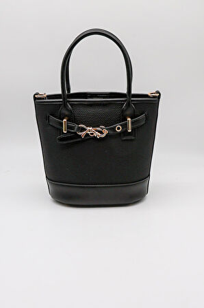 Kriste Bell Marka İthal Kemer Toka Detaylı Kadın Çanta KB026 Siyah