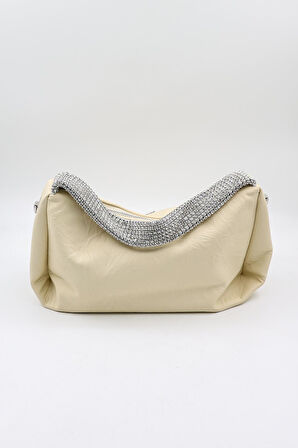 Kriste Bell Marka İthal Kelebek Aksesuarlı Taş Kulp Kadın Şık Çanta KB892 - Bej