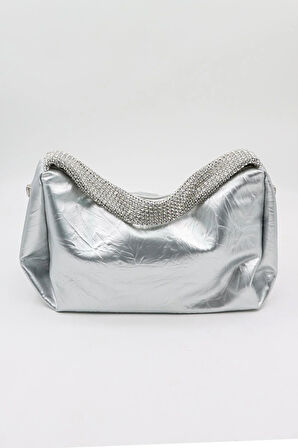 Kriste Bell Marka İthal Kelebek Aksesuarlı Taş Kulp Kadın Şık Çanta KB892 - Gümüş