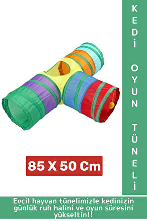 Premium Kedi Köpek Eğlenceli Oyuncak Sağlıklı Kokusuz Bağımsız Oyun Evcil Hayvan Tüneli 85 X 50 Cm
