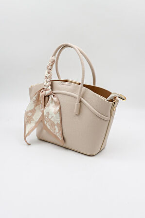 Kriste Bell İthal Kadın Fular Detaylı El ve Çapraz Çanta KB592 - Bej