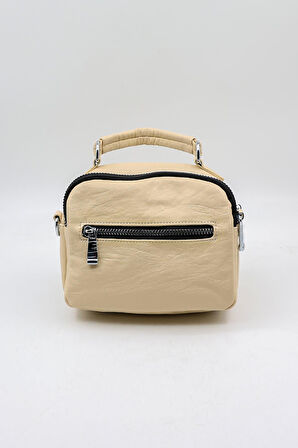 Kriste Bell Marka İthal YıkamaDeri kadin Çanta KB786 Bej