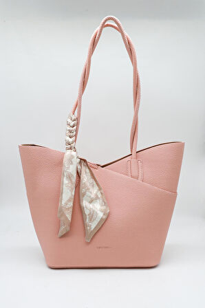 Kriste Bell Marka İthal Fularlı Bayan Kol Çanta KB763 - Pudra