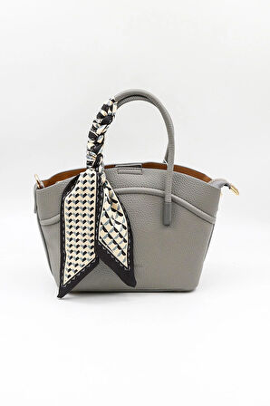 Kriste Bell İthal Kadın Fular Detaylı El ve Çapraz Çanta KB592 - Gri