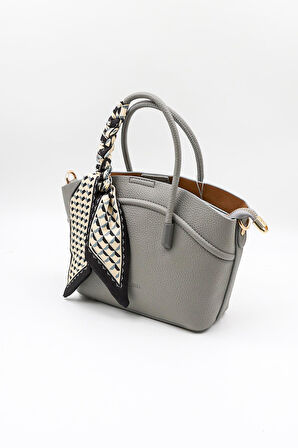 Kriste Bell İthal Kadın Fular Detaylı El ve Çapraz Çanta KB592 - Gri