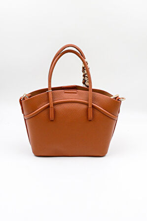 Kriste Bell İthal Kadın Fular Detaylı El ve Çapraz Çanta KB592 - Taba