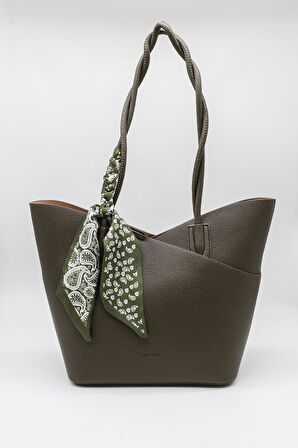 Kriste Bell Marka İthal Fularlı kadın Kol Çanta KB763 Haki