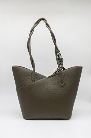 Kriste Bell Marka İthal Fularlı kadın Kol Çanta KB763 Haki