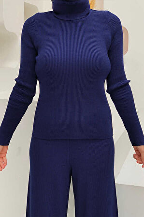Balıkçı Yaka Düz Model Triko Kazak 4138 Lacivert