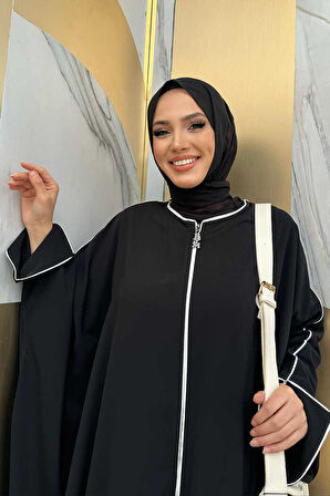 Fermuarlı Yarasakol Ferace 6002 Siyah