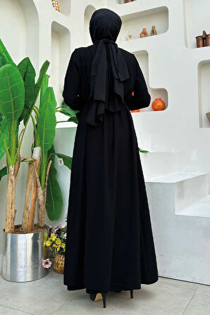 Boydan Fırfırlı Yelekli Elbise Takım 8489 Siyah