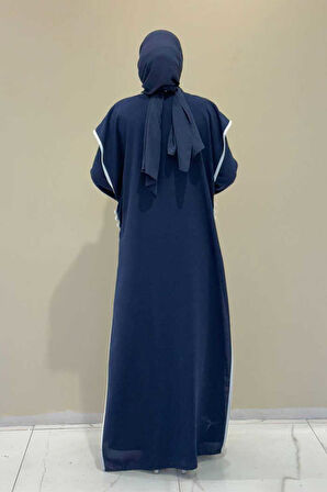 Düğme Detaylı Yırtmaçlı Yelek ve Elbise İkili Takım 8485 Lacivert