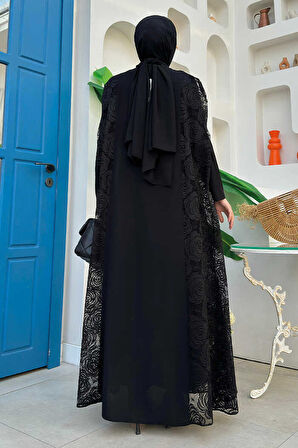 Dantel Abaya 7884 Siyah