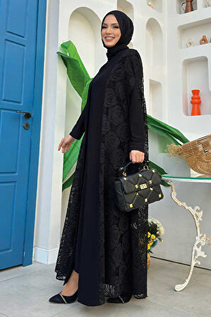 Dantel Abaya 7884 Siyah