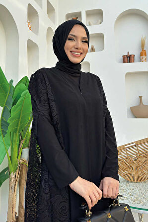 Dantel Abaya 7884 Siyah