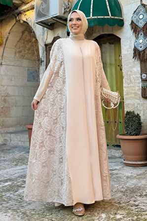 Dantel Abaya 7884 Taş