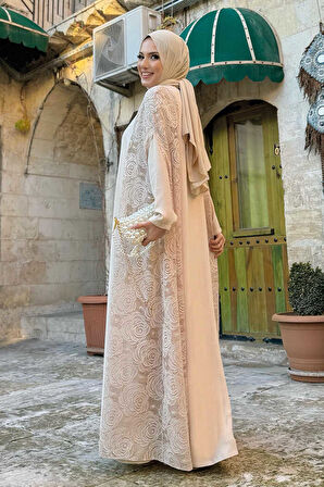 Dantel Abaya 7884 Taş