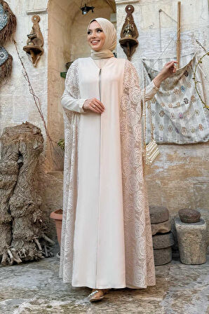 Dantel Abaya 7884 Taş