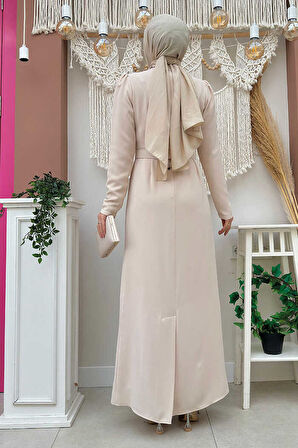 Taşlı Krep Dantel Elbise 3870 Taş