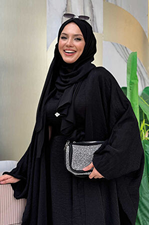 Yarasakol Abayalı Elbise Takım 8497 Siyah