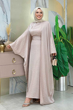 Yarasakol Abayalı Elbise Takım 8497 Taş