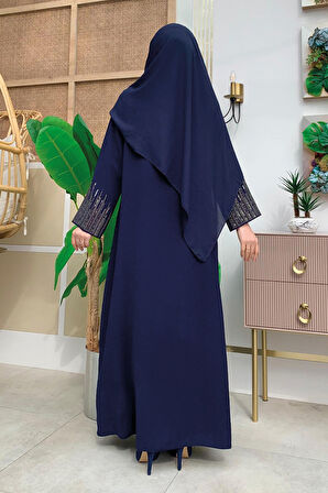 Pul İşlemeli Yelekli Elbise Takım 8498 Lacivert