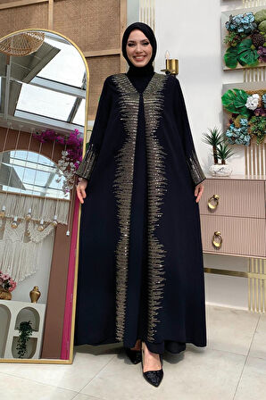 Pul İşlemeli Yelekli Elbise Takım 8498 Siyah