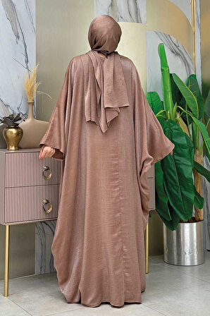 Yarasakol Abayalı Elbise Takım 8497 Vizon