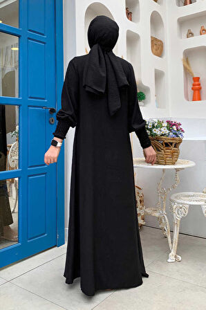 Şallı Elbiseli Abaya Takım 3883 Siyah