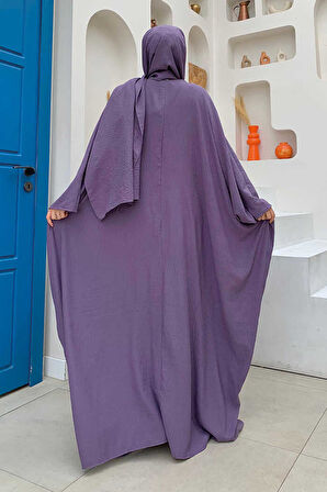 Şalıyla Birlikte Tulum ve Abaya İkili Takım 8519 Lila