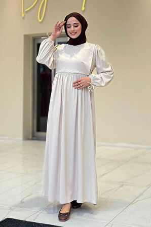 Çift Katlı Bağlama Detay Elbise 6003 Taş
