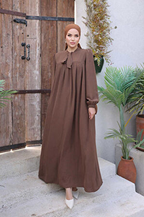 Bebekli Anne Elbisesi 3896 Kahverengi