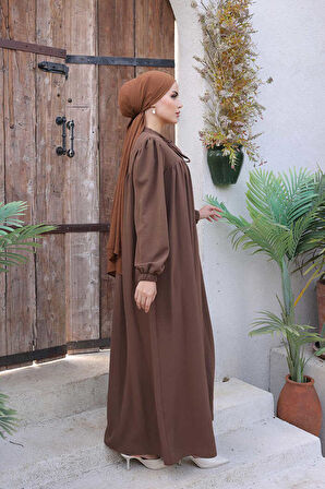 Bebekli Anne Elbisesi 3896 Kahverengi