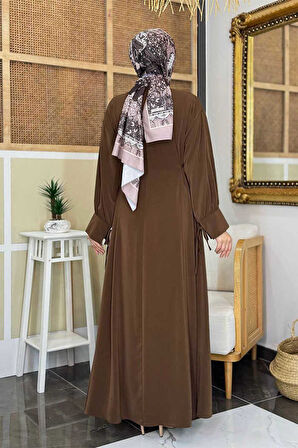 Bağlama Detaylı Elbise 6015 Kahverengi