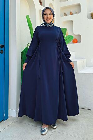 Bağlama Detaylı Elbise 6015 Lacivert