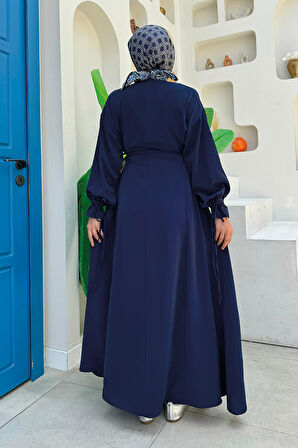 Bağlama Detaylı Elbise 6015 Lacivert