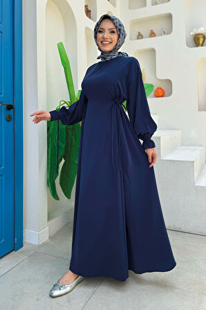 Bağlama Detaylı Elbise 6015 Lacivert