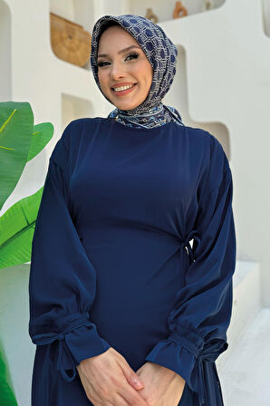 Bağlama Detaylı Elbise 6015 Lacivert