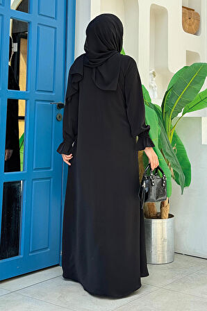 Tek Tarafı Yandan Büzmeli Elbise 6017 Siyah