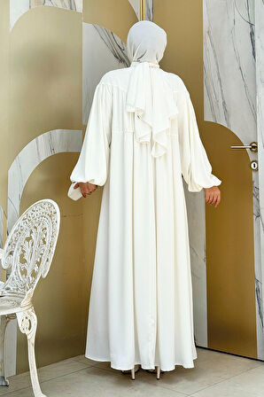 Kalp Robalı Elbise 6016 Ekru