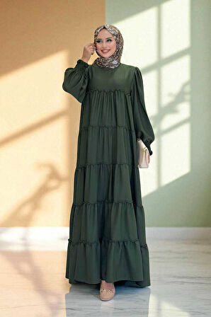 Katlı Salaş Elbise 6023 Haki
