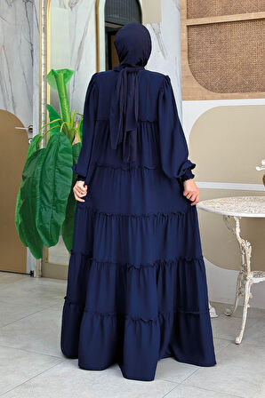 Katlı Salaş Elbise 6023 Lacivert