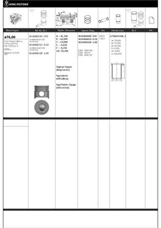 Renault Motor Piston Segman Scenic Megane II Clio Nissan (sogutma Kanallı-Yag Puskurtme Oyugu-Segman Tasıyıc - Kingpiston 18-8088333