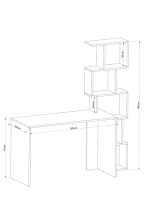 DF09108 Karan Kitaplıklı Çalışma Masası, Modern, Bilgisayar, Ders Çalışma, 120cm Ofis Masası Beyaz