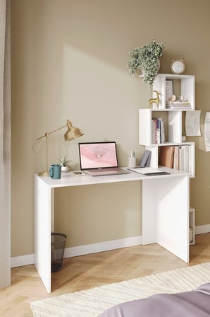DF09108 Karan Kitaplıklı Çalışma Masası, Modern, Bilgisayar, Ders Çalışma, 120cm Ofis Masası Beyaz