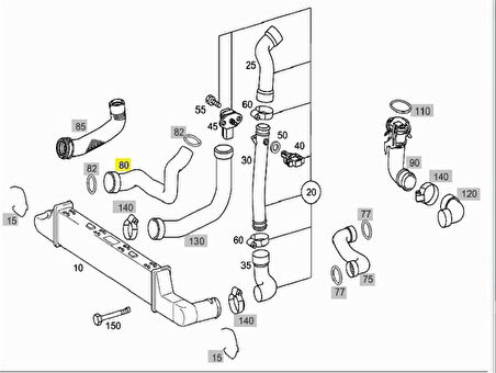 Mercedes Turbosarj Hortumu Sag E-Class W210 98>02 S210 99>03 - Ucpa 10h128111